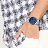 Burberry Classic Blue Dial Silver Steel Strap Watch for Men - BU10007