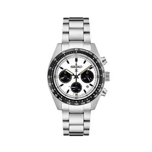 Seiko Prospex Speedtimer Solar Chronograph White Dial Silver Steel Strap Watch for Men - SSC813 Authentic Buy Shop Now