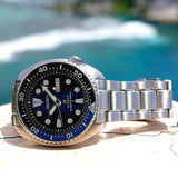 Seiko Prospex Deep Blue Batman Turtle Diver's Automatic Blue Dial Silver Steel Strap Watch for Men - SRPC25J1 Authentic Buy Shop Now
