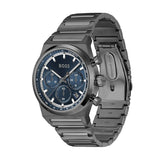 Hugo Boss Candor Chronograph Blue Dial Grey Steel Strap Watch for Men - 1514223 Authentic Buy Shop Now