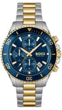 Hugo Boss Admiral Chronograph Blue Dial Two Tone Steel Strap Watch for Men - 1514257 Authentic Buy Shop Now