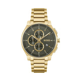 Hugo Boss Peak Chronograph Olive Green Dial Gold Steel Strap Watch for Men - 1514190 Authentic Buy Shop Now