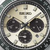 Seiko Prospex Speedtimer Solar Chronograph Ivory Dial Black Leather Strap Watch for Men - SSC943 Authentic Buy Shop Now