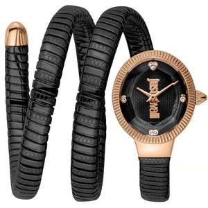 Just Cavalli Snake Black Dial Black Steel Strap Watch for Women - JC1L269M0075 Authentic Buy Shop Now