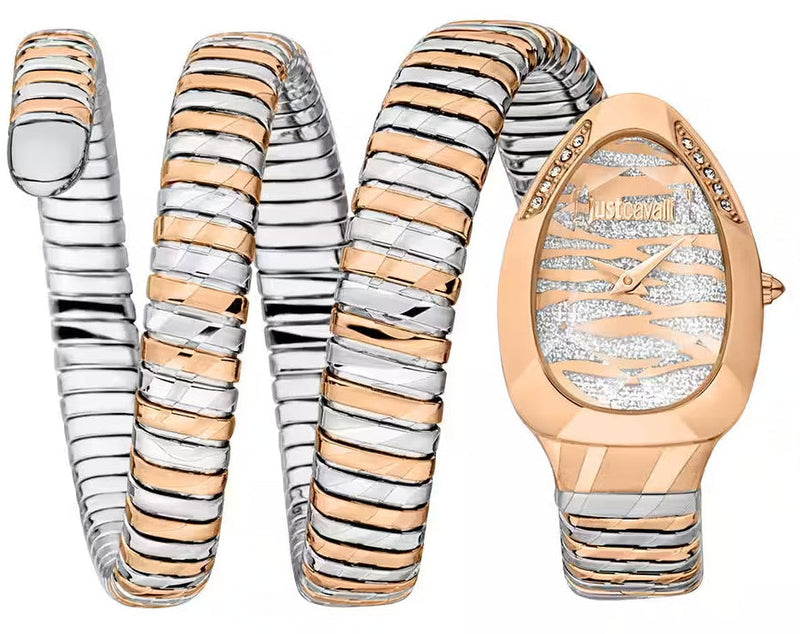 Just Cavalli Taglio Silver Dial Two Tone Steel Strap Watch for Women - JC1L226M0065 Authentic Buy Shop Now