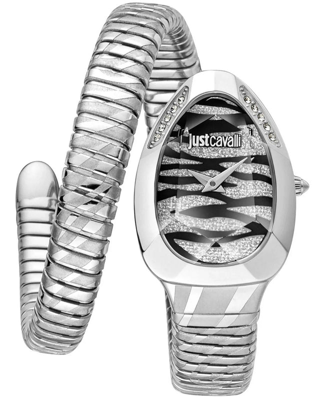 Just Cavalli Glam Evo 8 Black Dial Silver Steel Strap Watch for Women - JC1L225M0025 Authentic Buy Shop Now