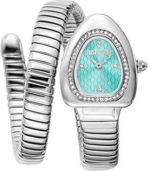 Just Cavalli Lady Snake Blue Dial Silver Steel Strap Watch for Women - JC1L249M0015 Authentic Buy Shop Now