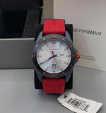 Emporio Armani Sigma Silver Dial Red Silicone Strap Watch for Men - AR11219 Authentic Buy Shop Now