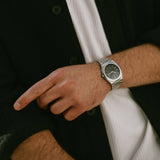 D1 Milano Ultra Thin Matte Black Dial Silver Steel Strap Watch for Men - D1-UTBJ40 Authentic Buy Shop Now