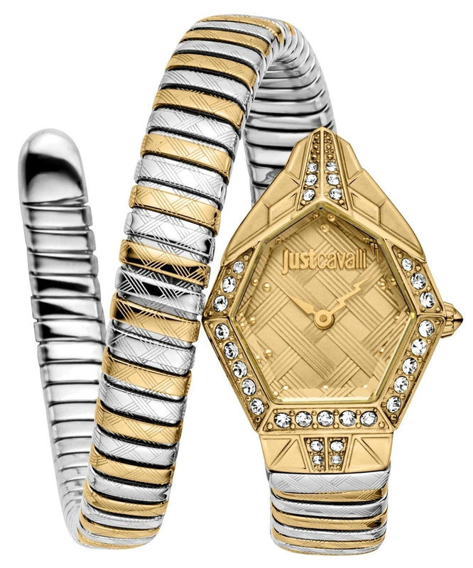 Just Cavalli Ornato Gold Dial Two Tone Steel Strap Watch for Women - JC1L303M0055 Authentic Buy Shop Now