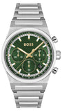 Hugo Boss Candor Chronograph Green Dial Silver Steel Strap Watch for Men - 1514220 Authentic Buy Shop Now