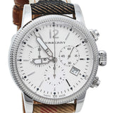 Burberry Utilitarian Chronograph White Dial Tri Tone Leather Strap Watch for Women - BU7820