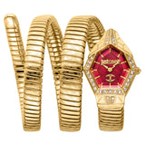 Just Cavalli Mesmerizing Red Dal Gold Steel Strap Watch for Women - JC1L304M0035 Authentic Buy Shop Now