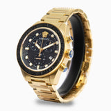 Versace Greca Dome Chronograph Black Dial Gold Steel Strap Watch for Men - VE6K00523 Authentic Buy Shop Now