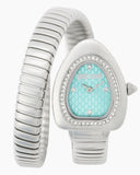 Just Cavalli Lady Snake Blue Dial Silver Steel Strap Watch for Women - JC1L249M0015 Authentic Buy Shop Now