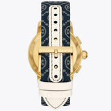 Tory Burch The Miller Chronograph Blue Dial Blue Jacquard Strap Watch for Women - TBW1038 Authentic Buy Shop Now