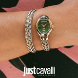 Just Cavalli Twined Green Dial Two Tone Steel Strap Watch for Women - JC1L264M0065 Authentic Buy Shop Now