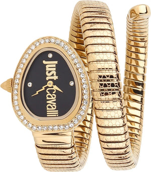 Just Cavalli Solo Black Dial Gold Steel Strap Watch for Women - JC1L167M0035 Authentic Buy Shop Now