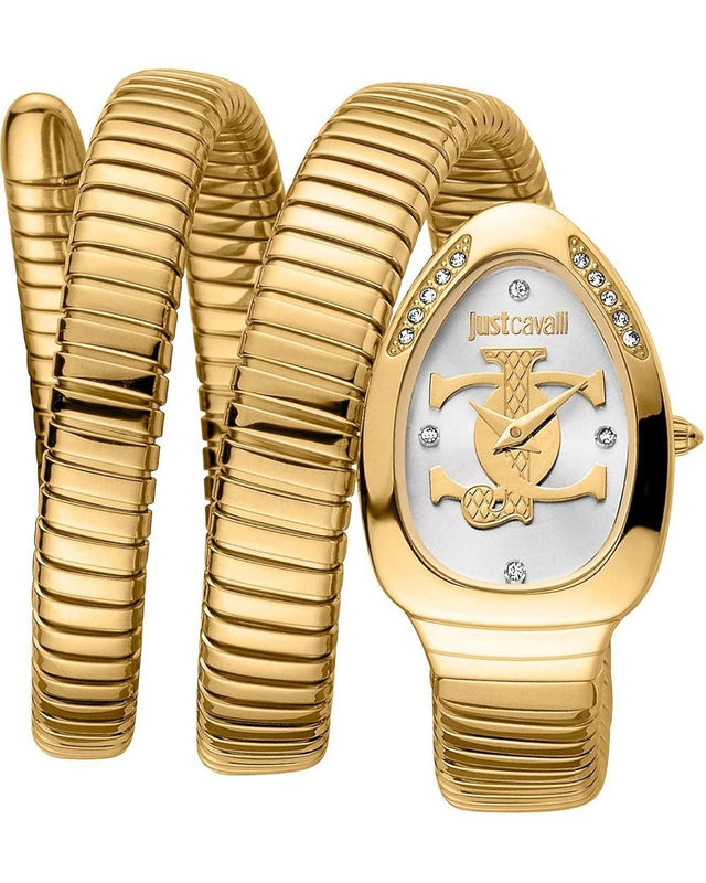 Just Cavalli Glam Evo 5 Silver Dial Gold Steel Strap Watch for Women - JC1L228M0035 Authentic Buy Shop Now