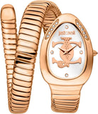 Just Cavalli Glam Evo 5 Silver Dial Rose Gold Steel Strap Watch for Women - JC1L227M0055