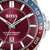Hugo Boss Runner 3H Burgundy Dial Silver Steel Strap Watch for Men - 1514209 Authentic Buy Shop Now