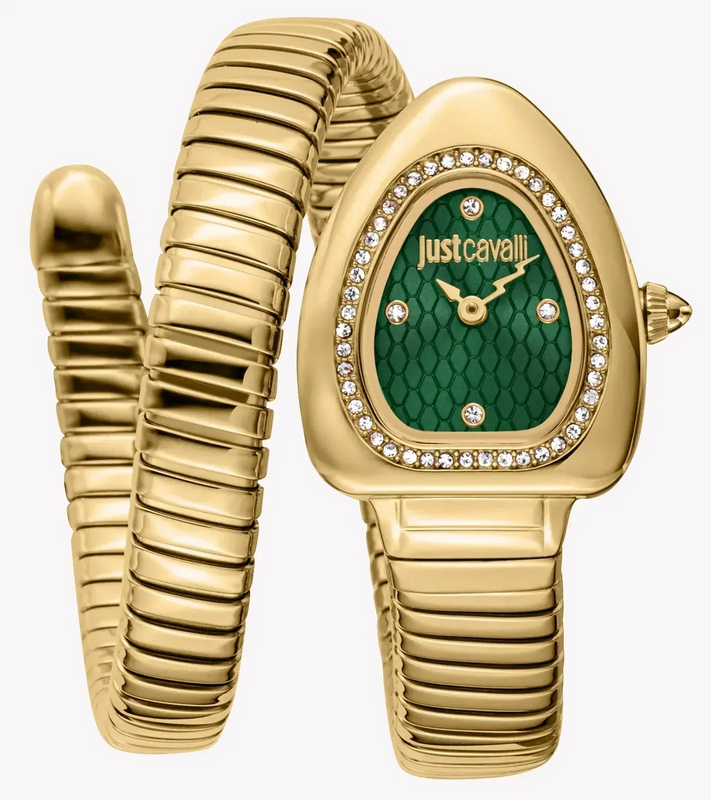 Just Cavalli Lady Snake Green Dial Gold Steel Strap Watch for Women - JC1L249M0035 Authentic Buy Shop Now