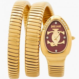 Just Cavalli Glam Evo 5 Red Dial Gold Steel Strap Watch for Women - JC1L228M0045 Authentic Buy Shop Now