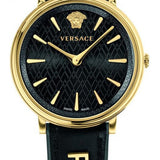 Versace V Circulus Quartz Black Dial Black Leather Strap Watch for Women - VBP12017 Authentic Buy Shop Now