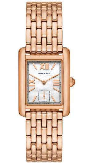 Tory Burch Eleanor Mother of Pearl White Dial Rose Gold Steel Strap Watch for Women - TBW1079 Authentic Buy Shop Now