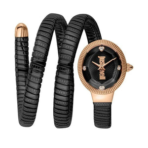 Just Cavalli Snake Black Dial Black Steel Strap Watch for Women - JC1L269M0075 Authentic Buy Shop Now