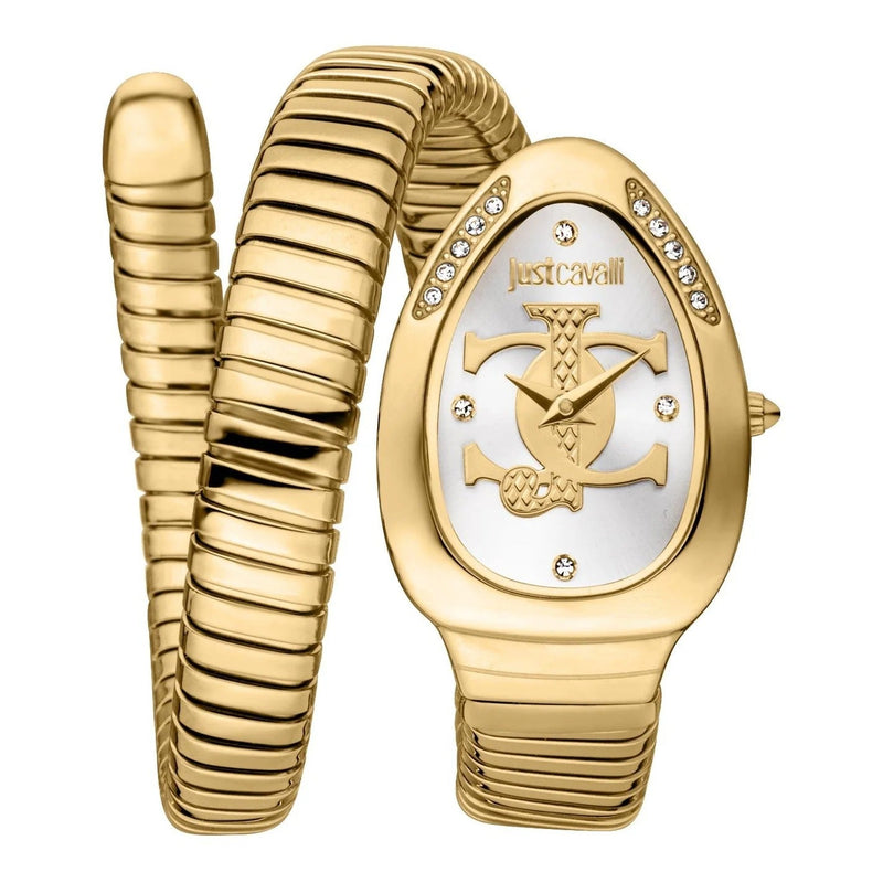 Just Cavalli Glam Evo 5 Silver Dial Gold Steel Strap Watch for Women - JC1L227M0035 Authentic Buy Shop Now