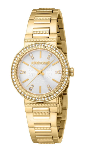 Just Cavalli Donna Glam Silver Dial Gold Steel Strap Watch for Women - RC5L098M0025 Authentic Buy Shop Now