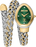 Just Cavalli Twined Green Dial Two Tone Steel Strap Watch for Women - JC1L264M0065 Authentic Buy Shop Now