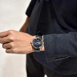 Emporio Armani Alpha Medium Blue Dial Blue Leather Strap Watch for Men - AR1848 Authentic Buy Shop Now