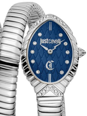 Just Cavalli Specchio Blue Dial Silver Steel Strap Watch for Women - JC1L323M0015 Authentic Buy Shop Now