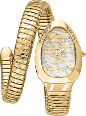 Just Cavalli Glam Evo 8 Silver Dial Gold Steel Strap Watch for Women - JC1L225M0035 Authentic Buy Shop Now