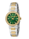 Just Cavalli Donna Glam Green Dial Two Tone Steel Strap Watch for Women - RC5L098M0065 Authentic Buy Shop Now