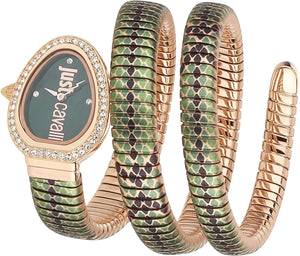 Just Cavalli Glam Snake Green Dial Multicolor Steel Strap Watch for Women - JC1L163M0265 Authentic Buy Shop Now