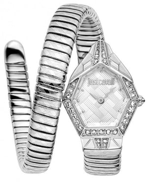 Just Cavalli Ornato Snake Silver Dial Silver Steel Strap Watch for Women - JC1L303M0015 Authentic Buy Shop Now