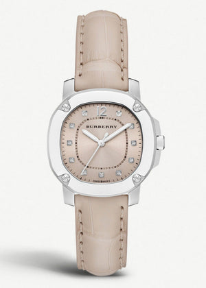 Burberry The Britain Diamonds Pink Dial Pink Leather Strap Watch for Women - BBY1802 Authentic Buy Shop Now