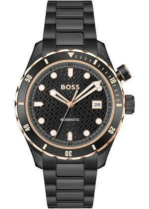 Hugo Boss Bossmatic Automatic Black Dial Black Steel Strap Watch for Men - 1514215 Authentic Buy Shop Now