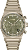 Hugo Boss Candor Chronograph Green Dial Brown Steel Strap Watch for Men - 1514222 Authentic Buy Shop Now