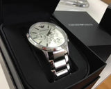 Emporio Armani Renato Chronograph White Dial Silver Steel Strap Watch for Women - AR2459 Authentic Buy Shop Now