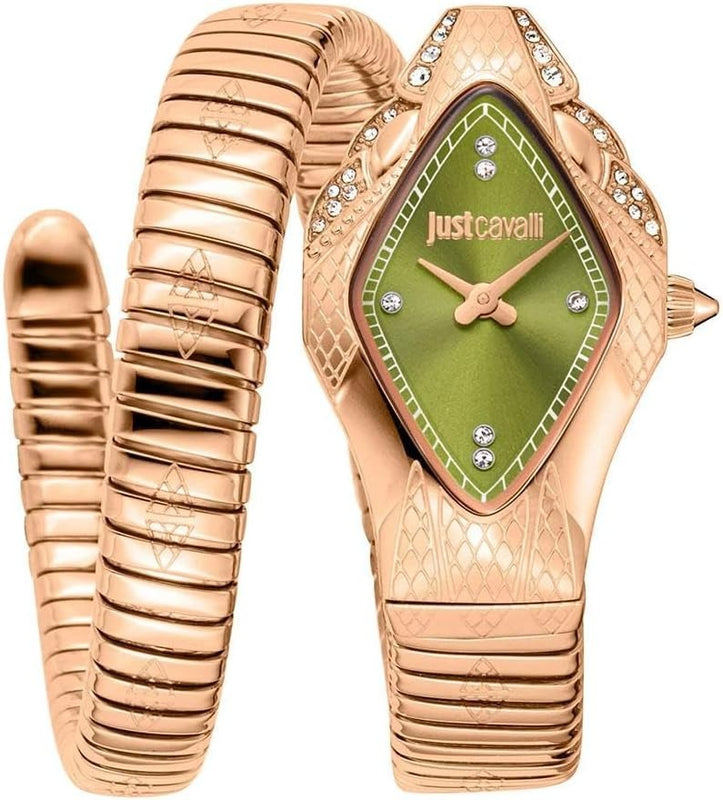 Just Cavalli Ferocious Green Dial Rose Gold Steel Strap Watch for Women - JC1L306M0055 Authentic Buy Shop Now