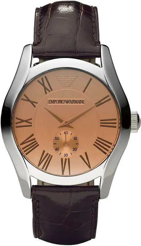 Emporio Armani Classic Beige Dial Brown Leather Strap Watch for Men - AR0645 Authentic Buy Shop Now