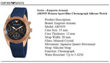 Emporio Armani Sportivo Chronograph Blue Dial Blue Silicone Strap Watch for Women - AR5939 Authentic Buy Shop Now