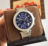 Michael Kors Parker Chronograph Blue Dial Silver Steel Strap Watch for Women - MK6117 Authentic Buy Shop Now