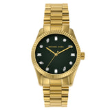 Michael Kors Lexington Three Hand Green Dial Gold Steel Strap Watch For Women - MK7449 Authentic Buy Shop Now