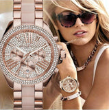 Michael Kors Wren Crystals Rose Gold Dial Rose Gold Steel Strap Watch for Women - MK6096 Authentic Buy Shop Now