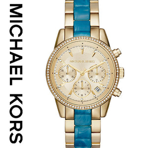 Michael Kors Ritz Gold Dial Two Tone Steel Strap Watch for Women - MK6328 Authentic Buy Shop Now